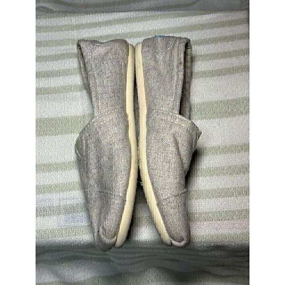 Toms 6 wool FLANNEL slip on gray flats faux FUR classic Alpargatas shoes - Picture 11 of 12